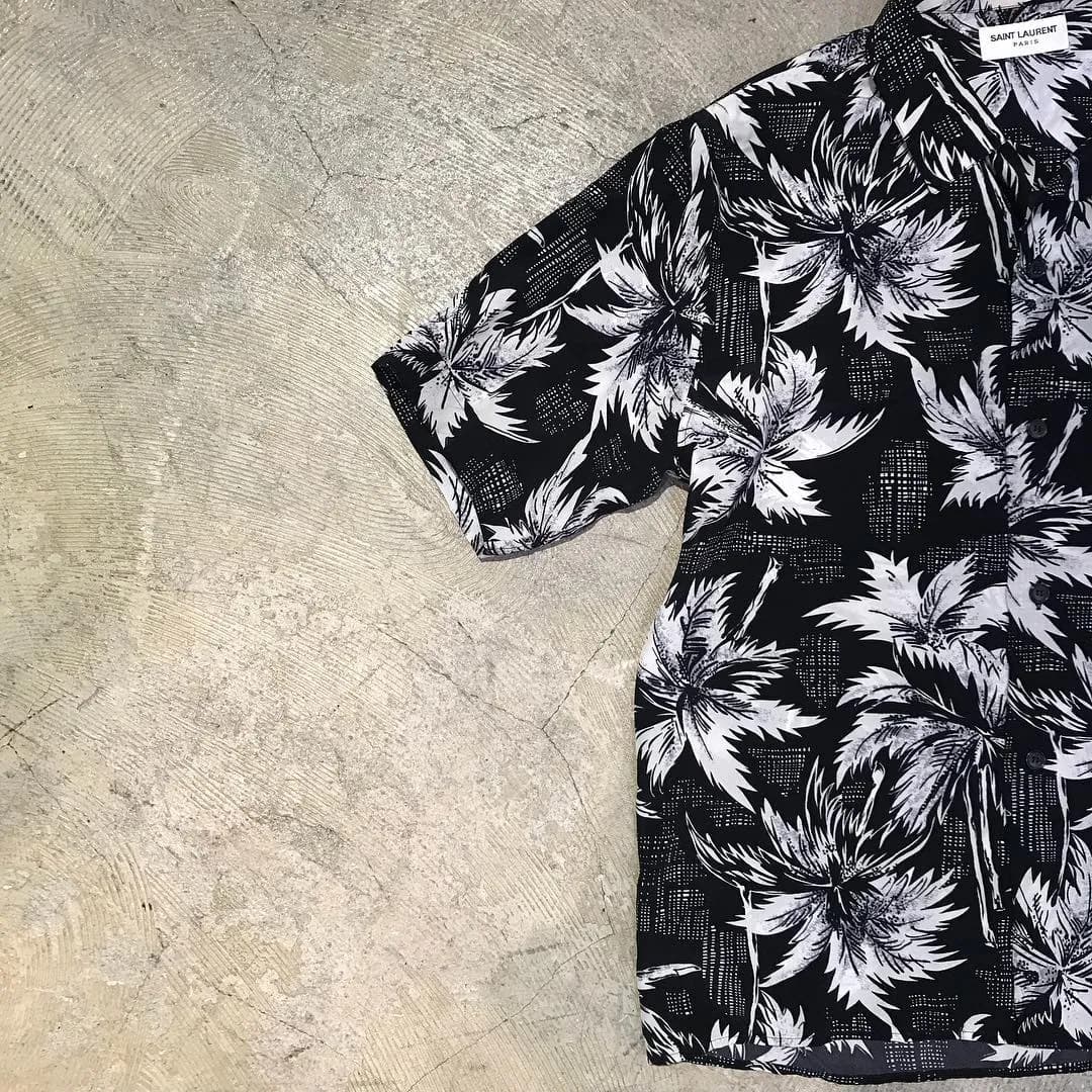 SAINT LAURENT SAINT LAURENT PARIS 14SS オープンカラーシルクアロハシャツ