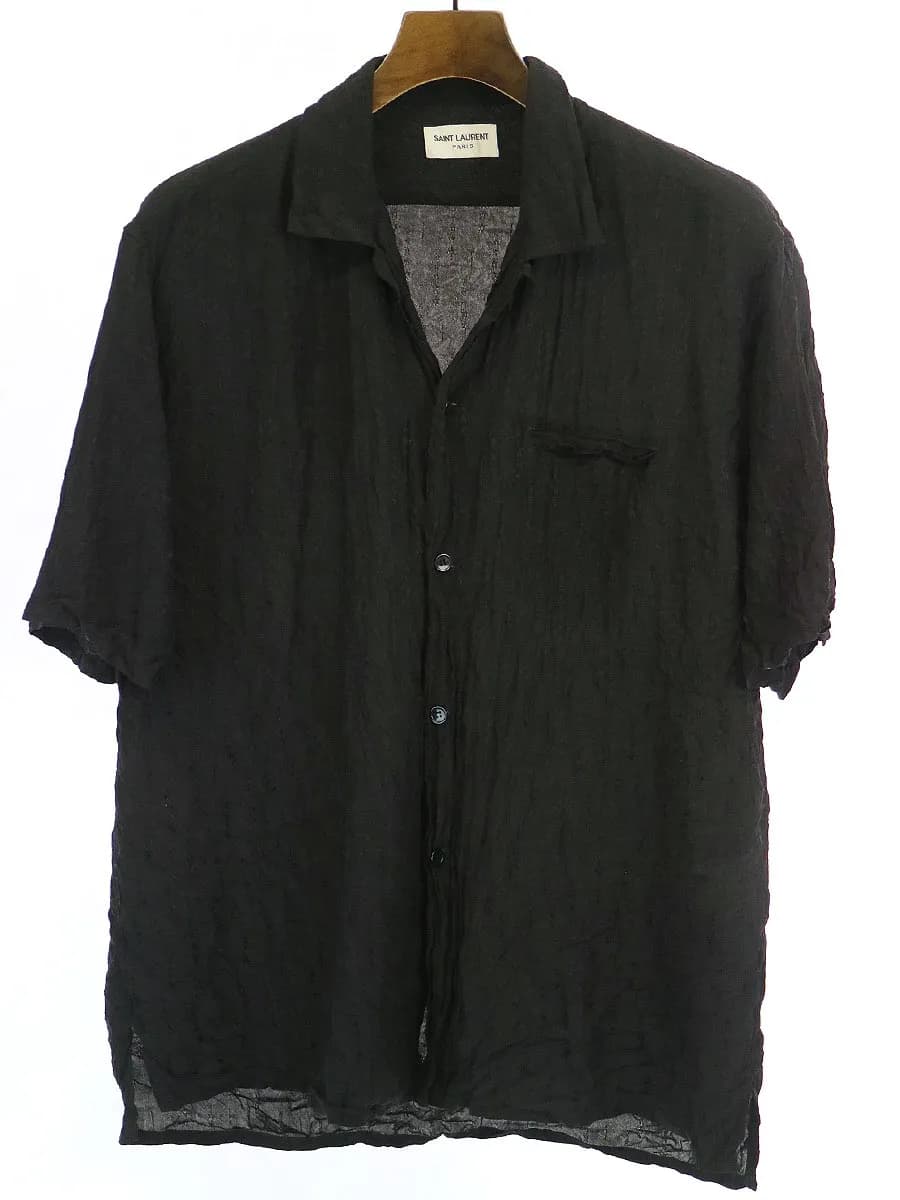 SAINT LAURENT サンローラン パリ 19SS シルクオープンカラー半袖シャツ