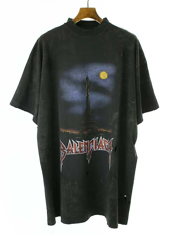 BALENCIAGA バレンシアガ 23SS PARIS MOON オーバーサイズダメージTシャツ