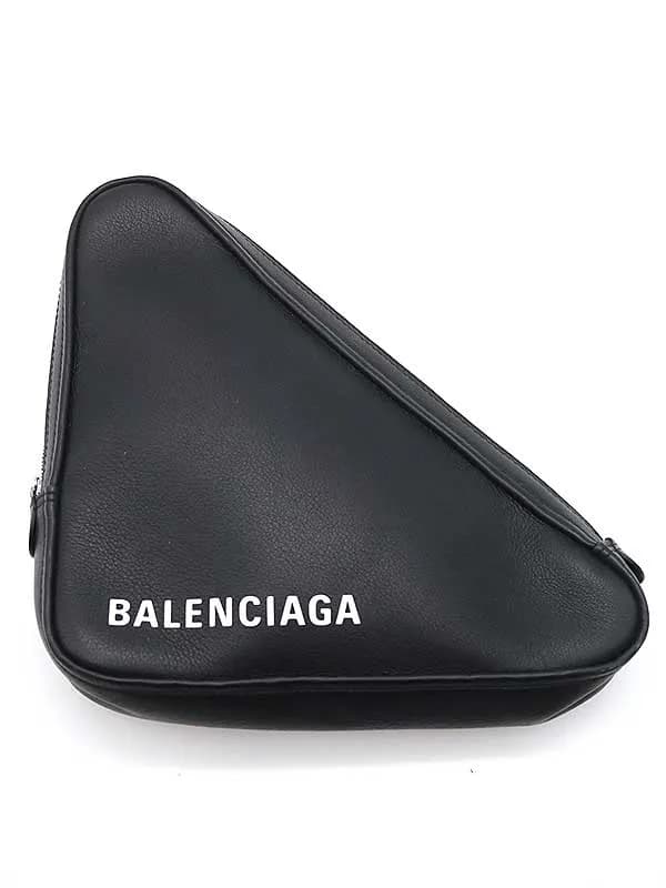 BALENCIAGA バレンシアガ ロゴ トライアングルレザークラッチバッグ