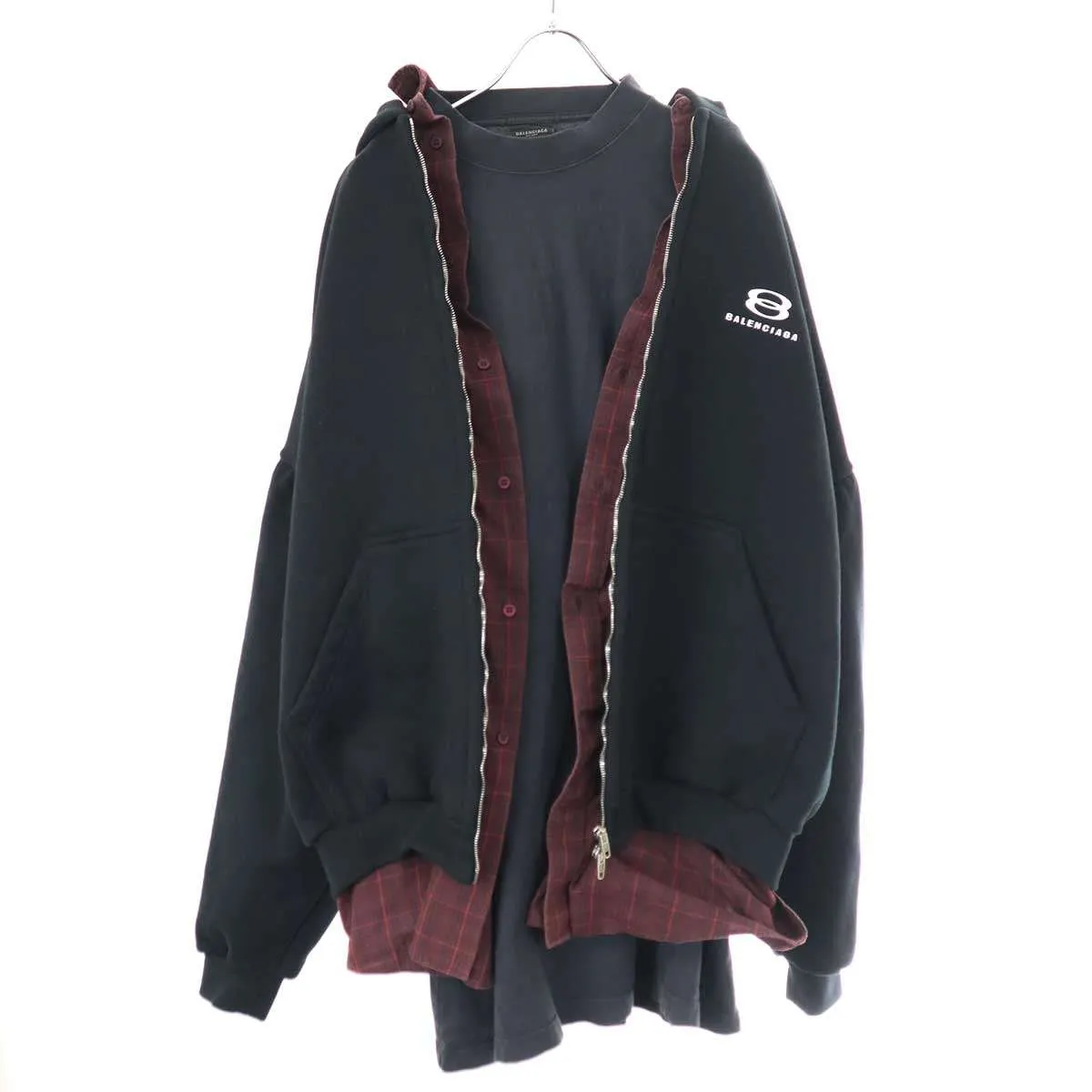 BALENCIAGA バレンシアガ 24SS Layered Hoodie レイヤードデザインパーカー 772206 TPVL7