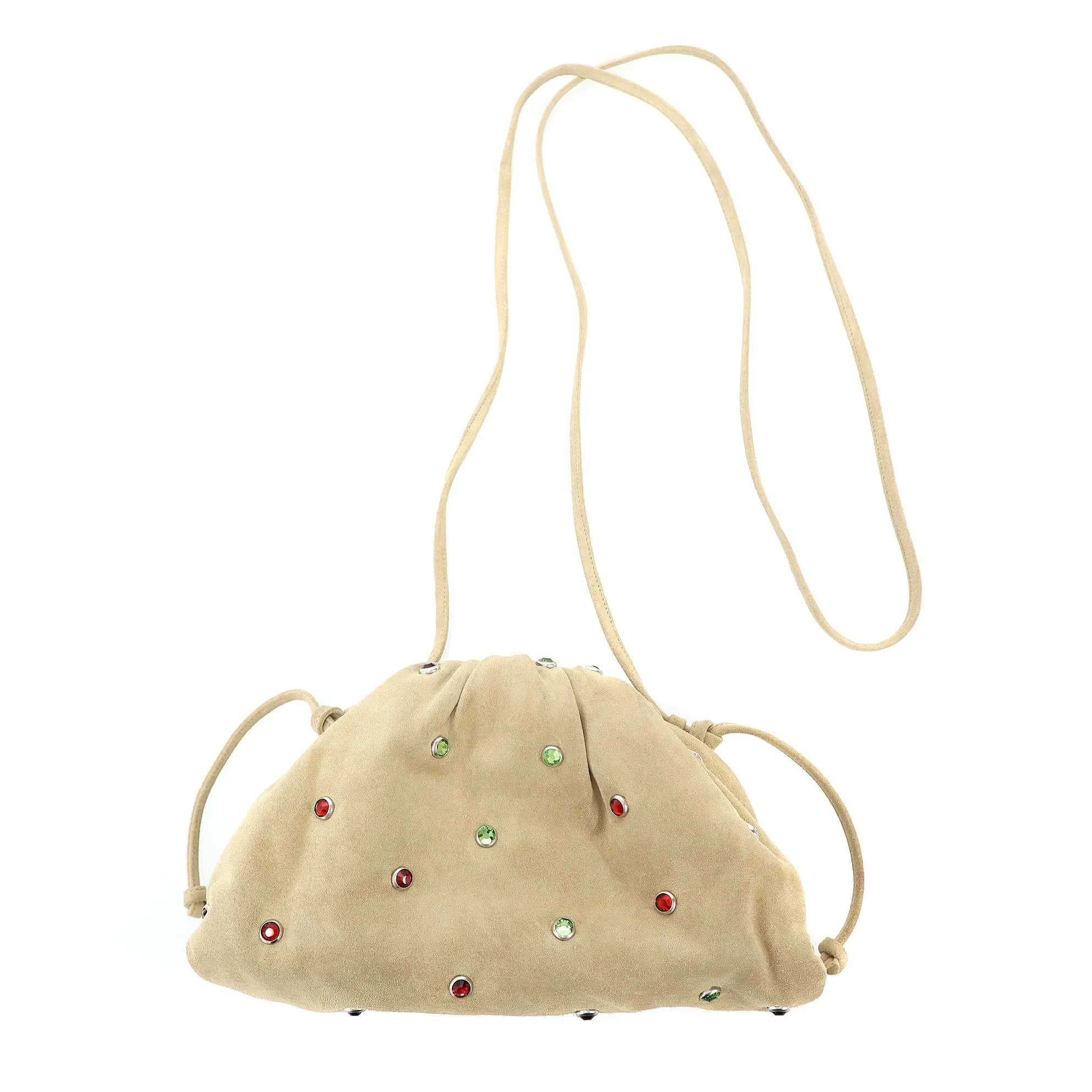 BOTTEGA VENETA ボッテガヴェネタ The Pouch スウェードレザークリスタルショルダーポーチ