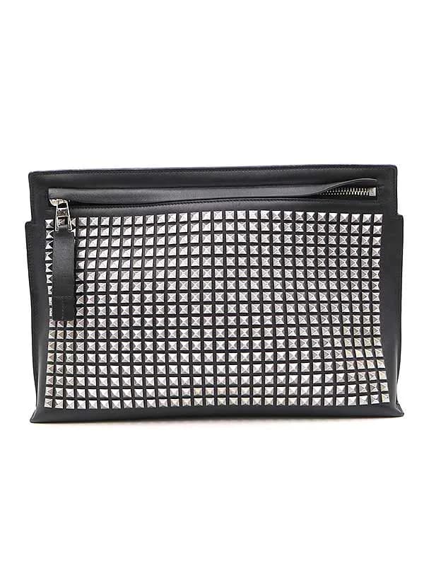 LOEWE ロエベ POUCH TACHAS NEGRO STUDS レザースタッズクラッチバッグ ポーチ