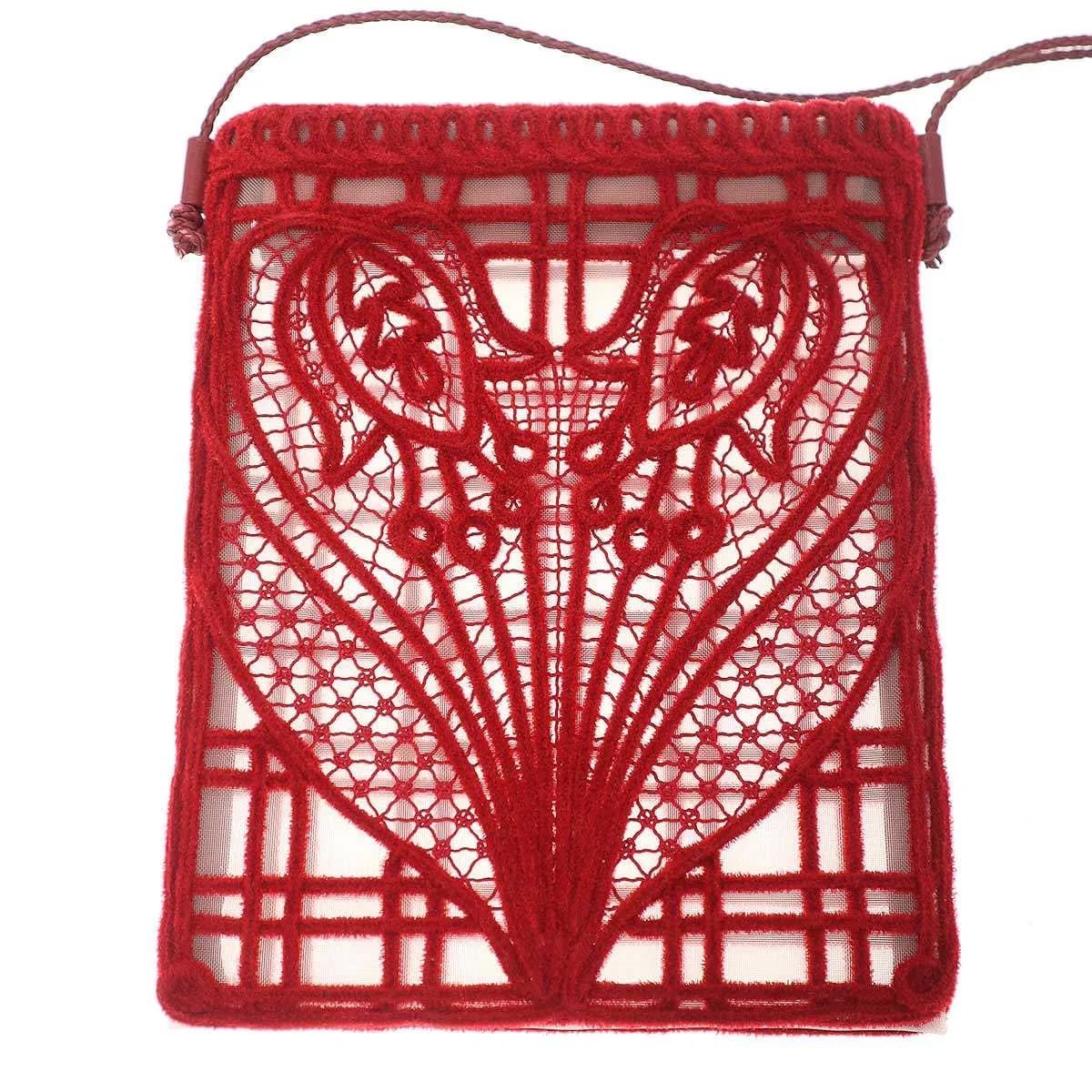 Mame Kurogouchi マメ クロゴウチ 25AW Cording Embroidery Pouch With Leather Strap コーディングエンブロイダリーポーチ