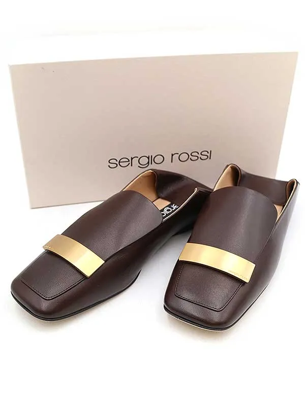 sergio rossi セルジオロッシ SR1 プレートレザーフラットシューズ ローファー