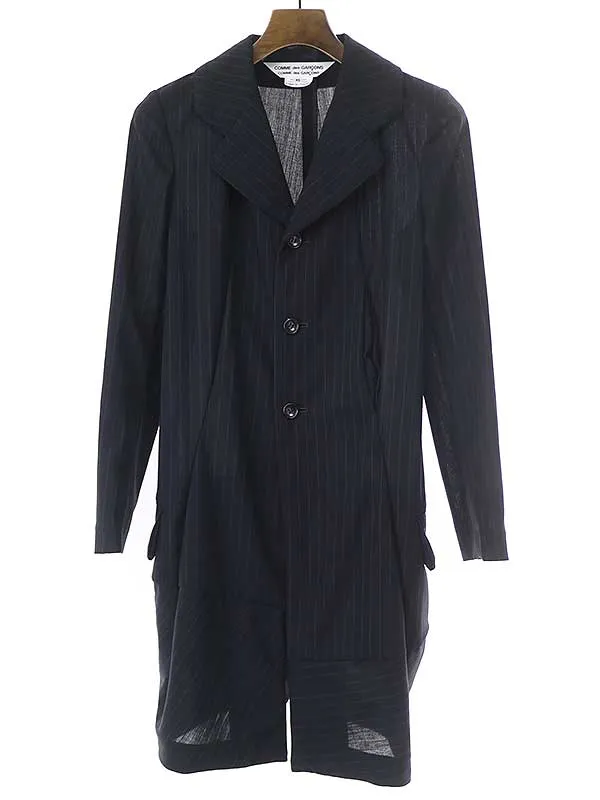 COMME des GARCONS コムデギャルソンコムデギャルソン 21SS チョークストライプウールロングジャケット