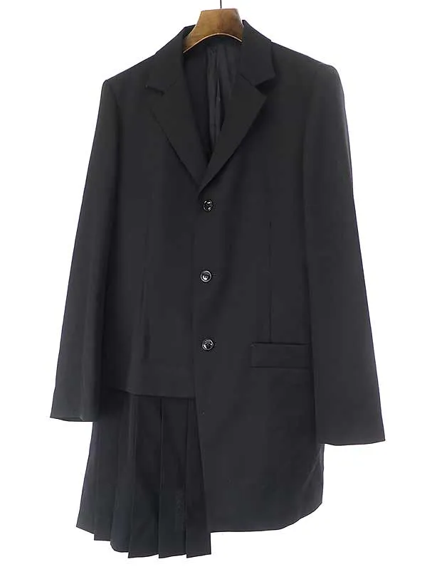 Yohji Yamamoto ヨウジヤマモト プリュスノアール 16AW アシンメトリーウールプリーツジャケット