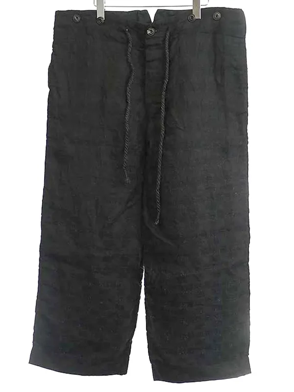 John Alexander Skelton ジョン アレキサンダー スケルトン ジャガードチェックリネンワイド紐パンツ