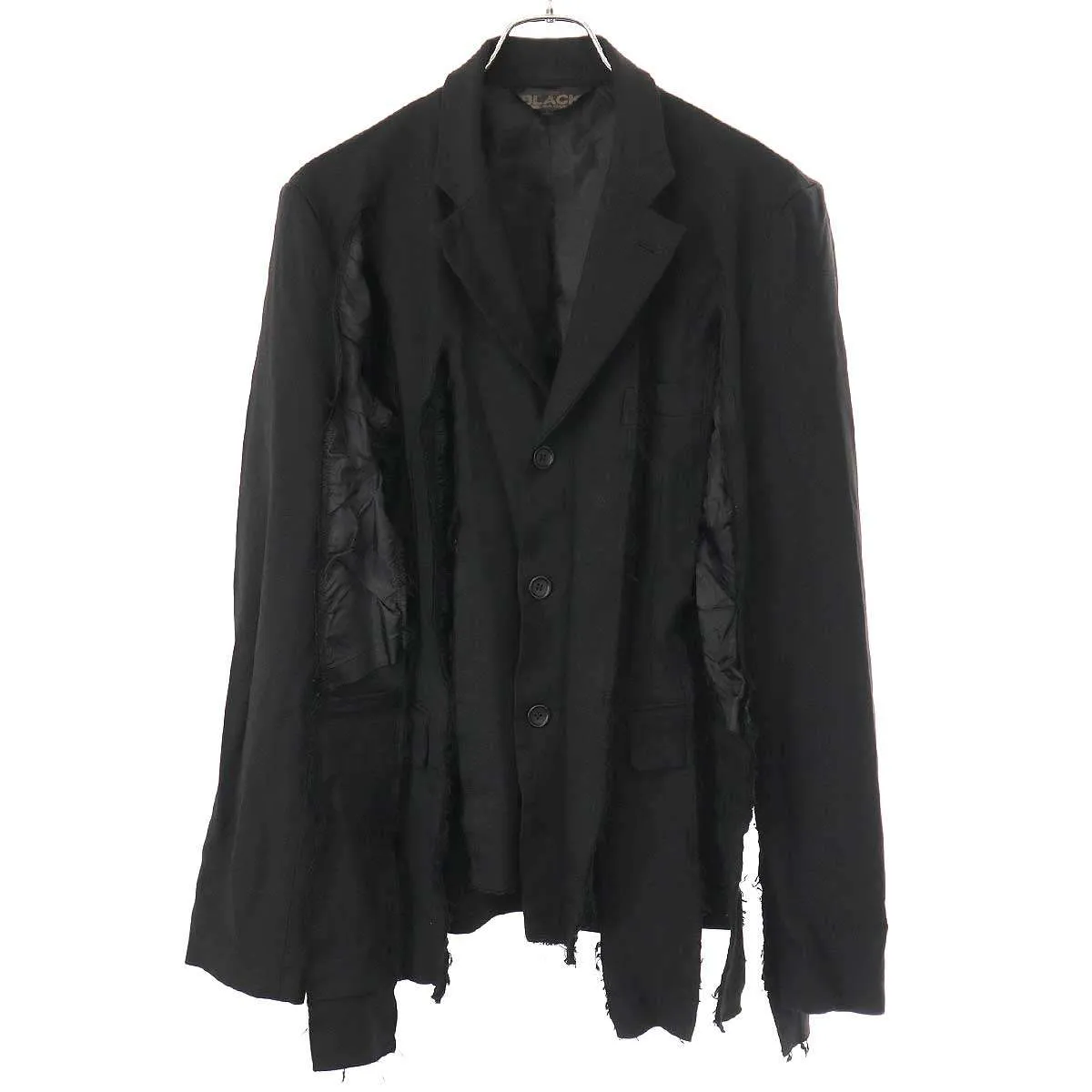 COMME des GARCONS ブラック コムデギャルソン 19AW ポリエステル縮絨 短冊ジャケット 1D-J039