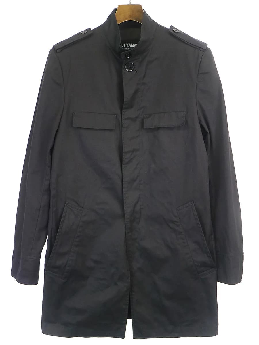 Yohji Yamamoto ヨウジヤマモト プール オム 19SS REPLICA 2008 S/S スタンドカラーミリタリーロングジャケット