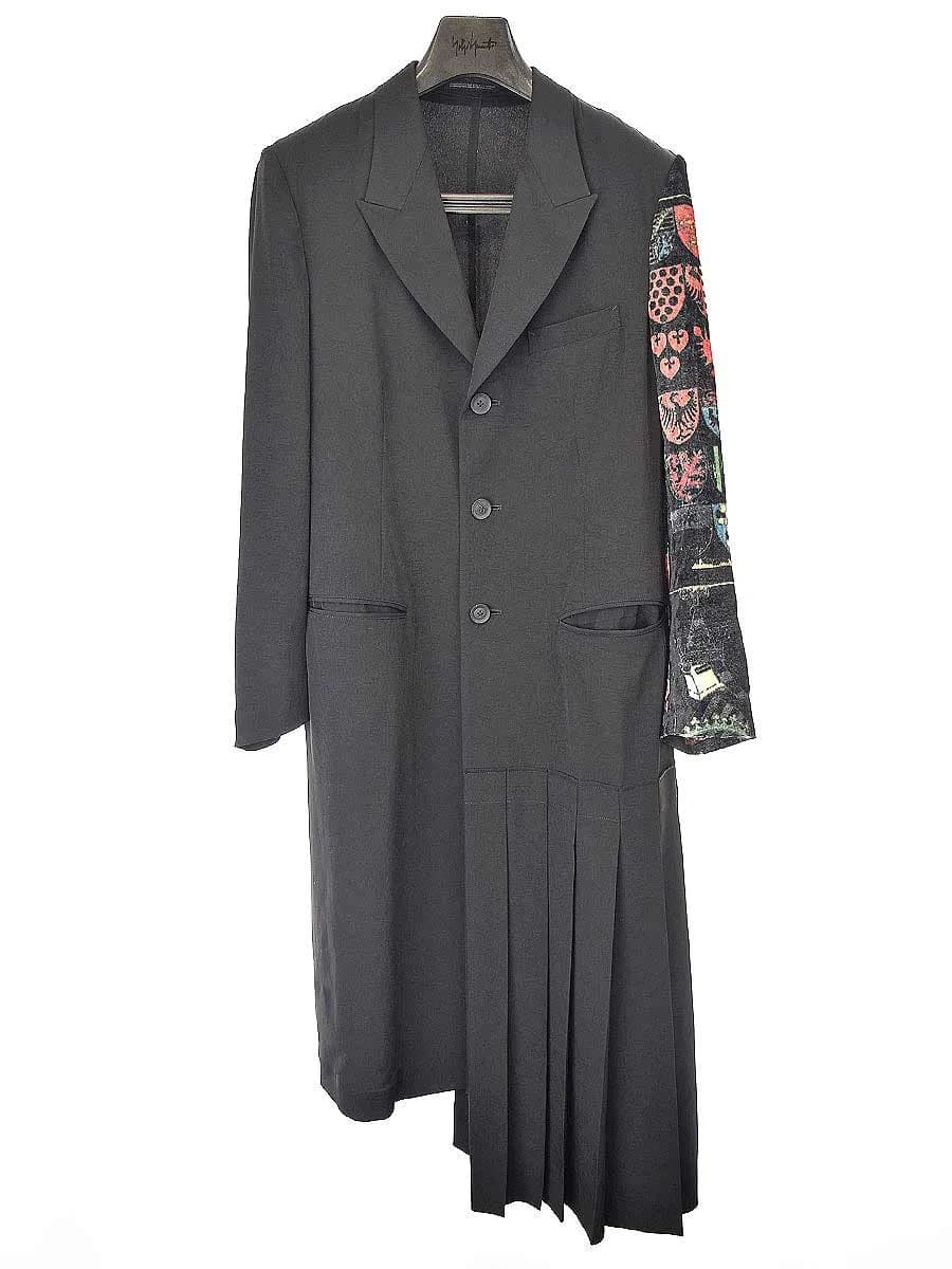 Yohji Yamamoto ヨウジヤマモトプールオム 20SS LOOK29 左裾プリーツ左袖PTアシンメトリーコート