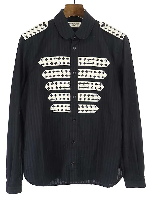 SAINT LAURENT サンローラン パリ 20SS ビーズ装飾オフィサーシャツ