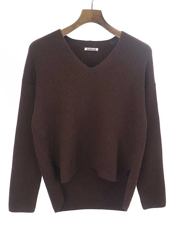 AURALEE オーラリー 18AW SUPER FINE WOOL RIB KNIT V NEC ニット