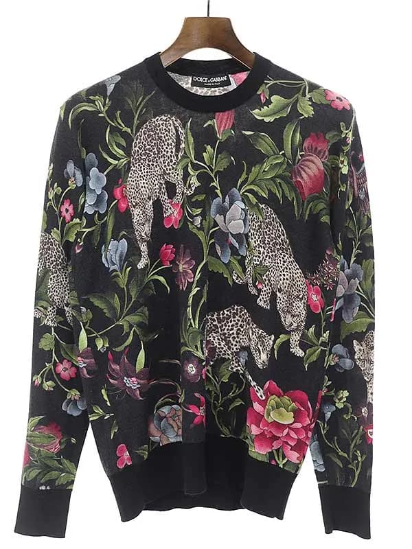 DOLCE&GABBANA ドルチェ&ガッバーナ 18SS フラワーアニマルカシミヤハイゲージニットセーター