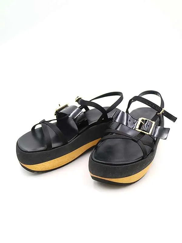 MARNI マルニ パテントベルトウェッジソールサンダル