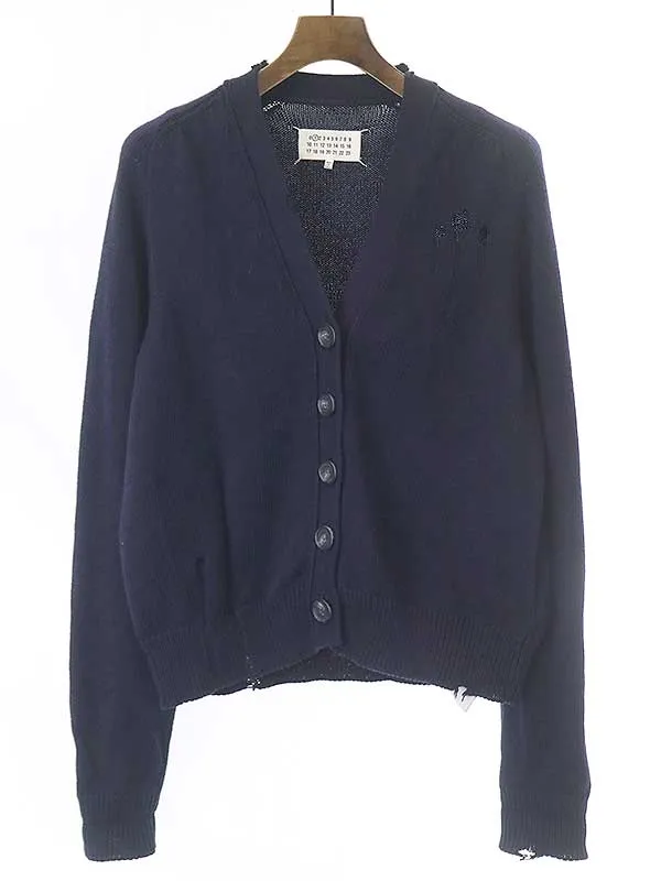 Maison Margiela メゾン マルジェラ 22SS ダメージ加工 コットンニットカーディガン