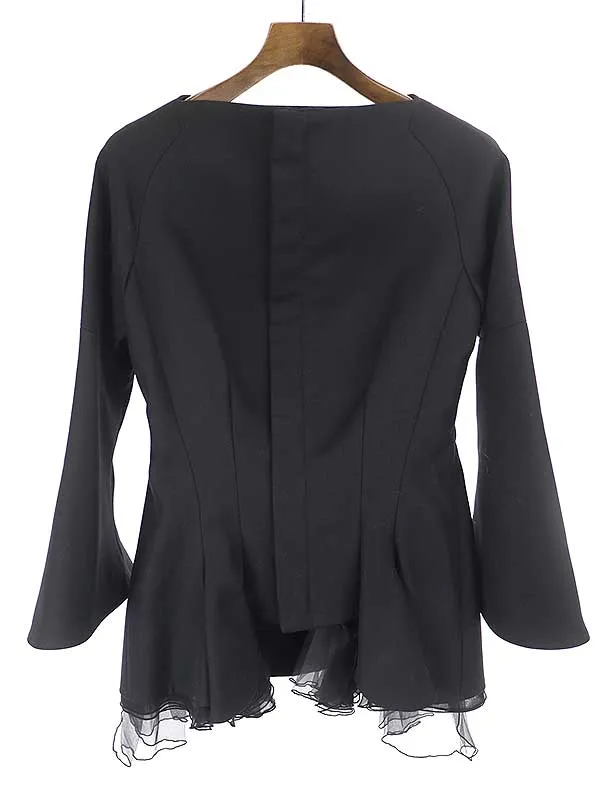 Yohji Yamamoto ヨウジヤマモトファム 05AW シルクシフォンレイヤードウールノーカラージャケット