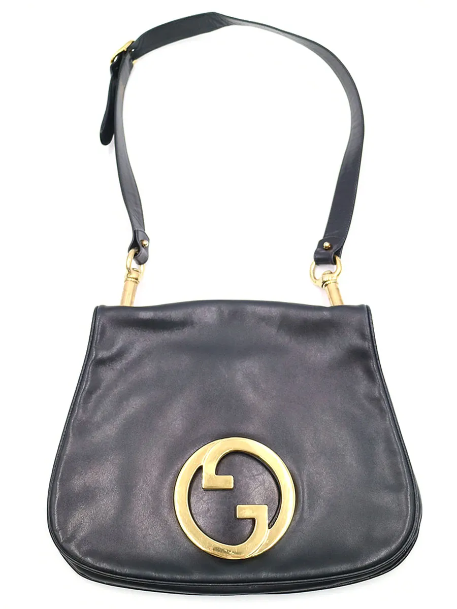 GUCCI GUCCI インターロッキングフラップレザーショルダーバッグ