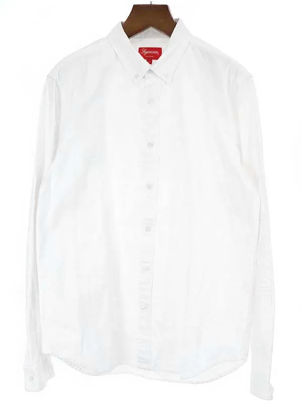 Supreme シュプリーム 18SS Denim shirt White アーム刺繍コットンシャツ