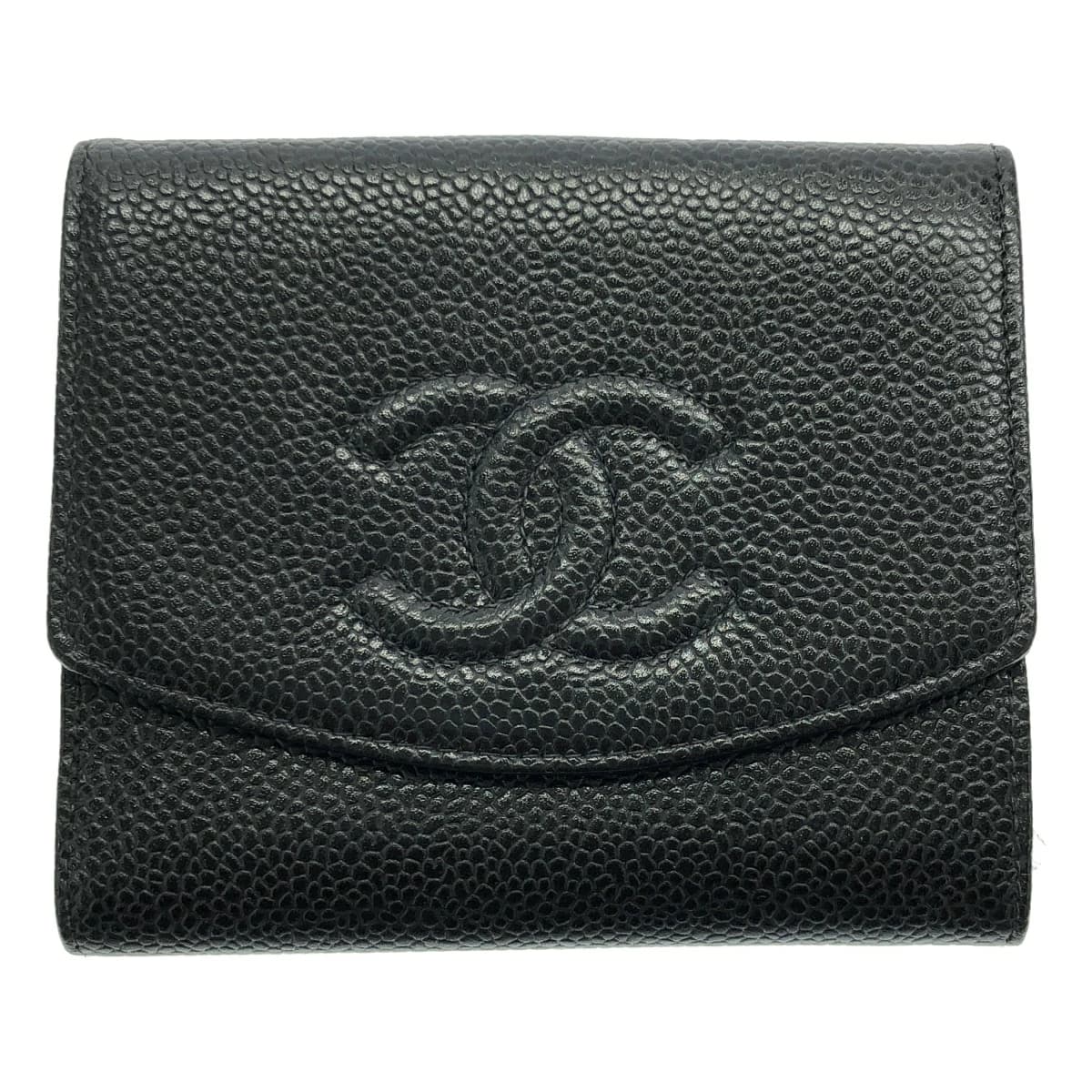 CHANEL シャネル ココマーク キャビアスキンレザーウォレット 財布