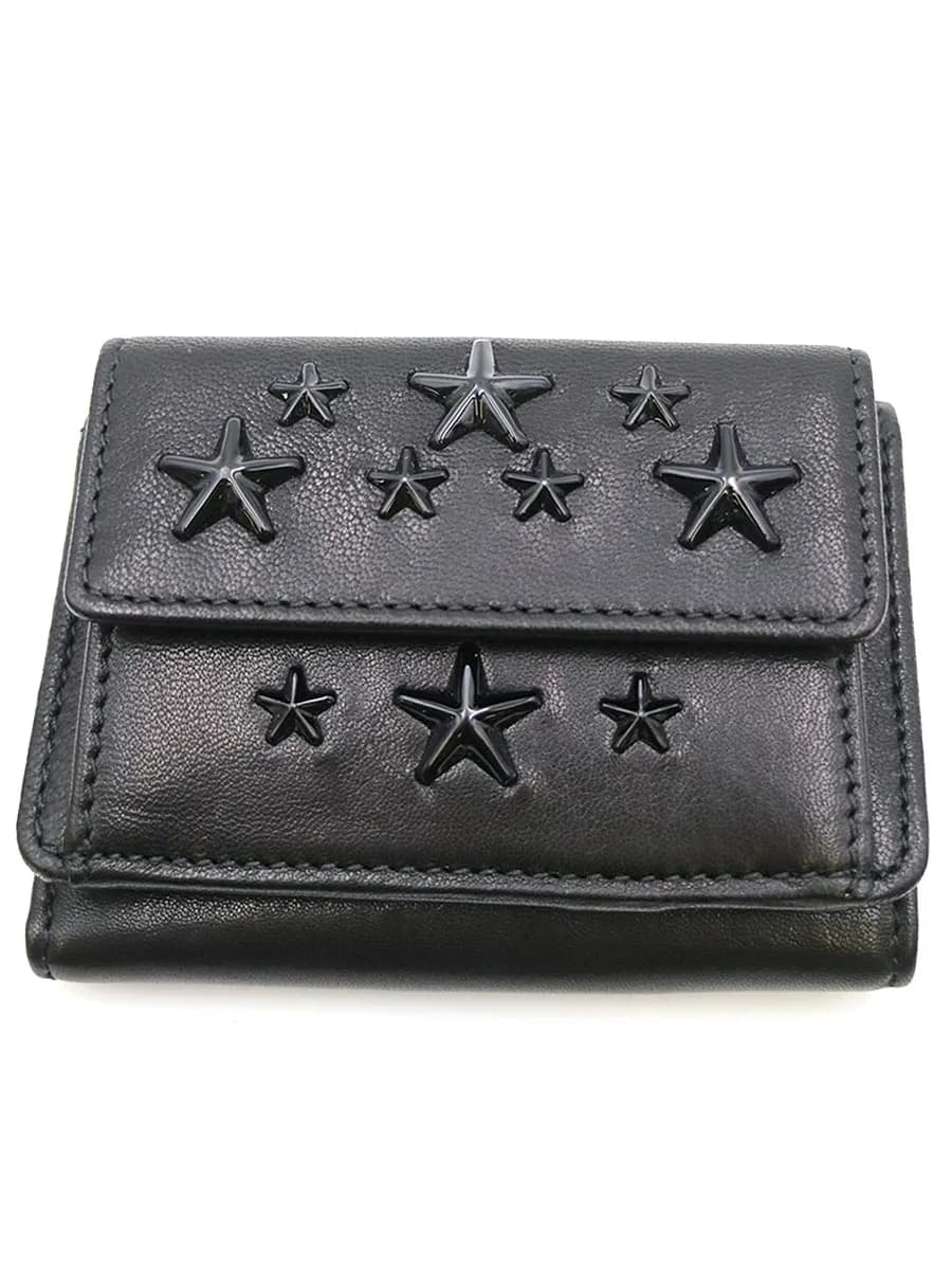 JIMMY CHOO ジミー チュウ スタースタッズ三つ折りコンパクトレザーウォレット