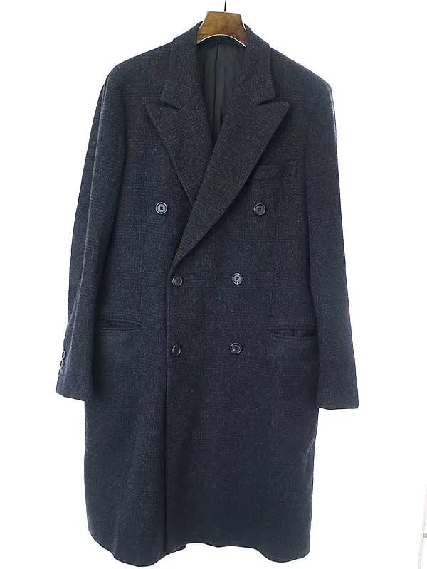 PRADA プラダ グレンチェックウールアルパカロングコート