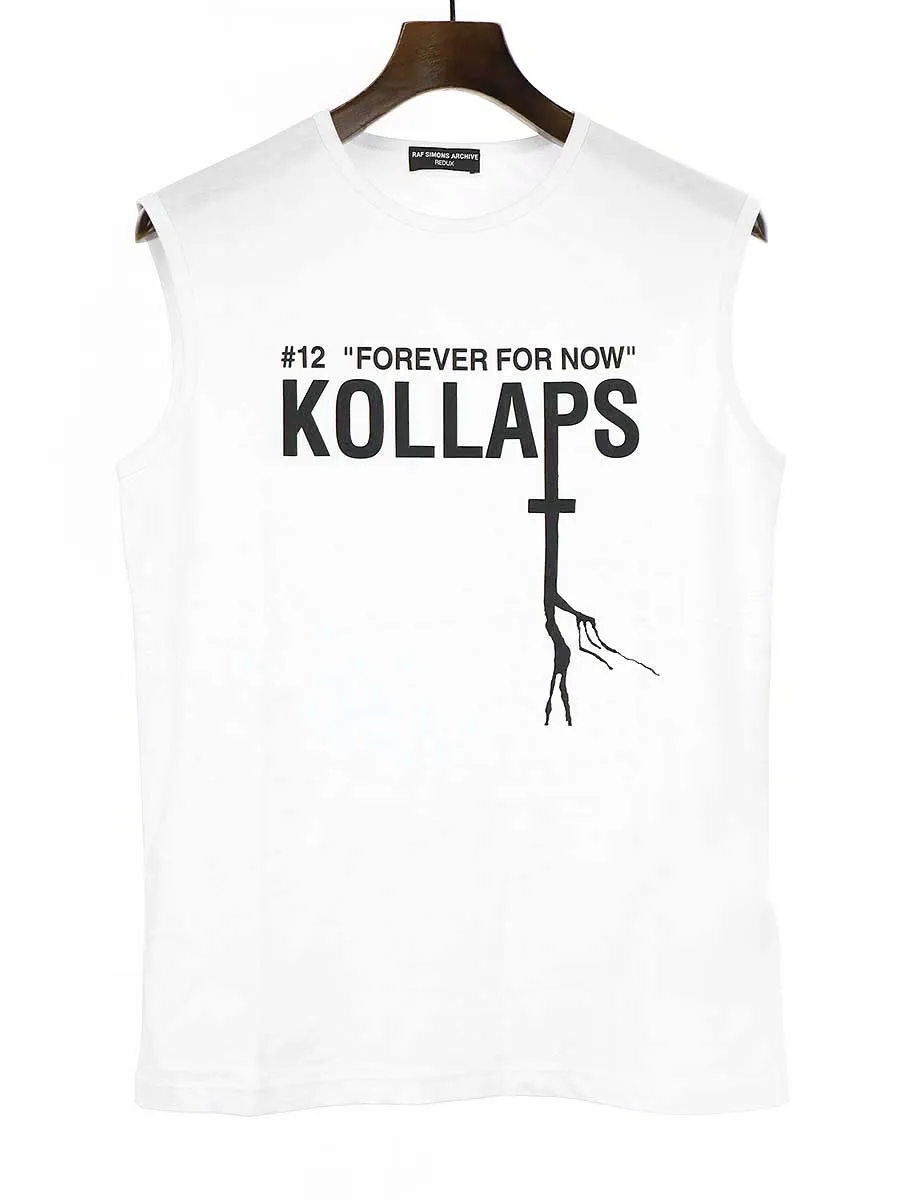 RAF SIMONS ラフシモンズ アーカイブ レダックス 21SS Sleeveless slim fit T-shirt with Kollaps print プリントノースリーブカットソー