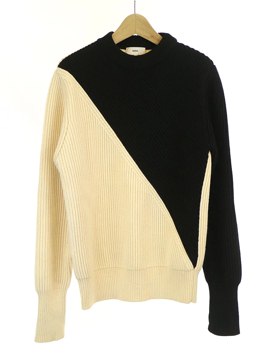 HYKE ハイク 16AW バイカラーウールニットセーター