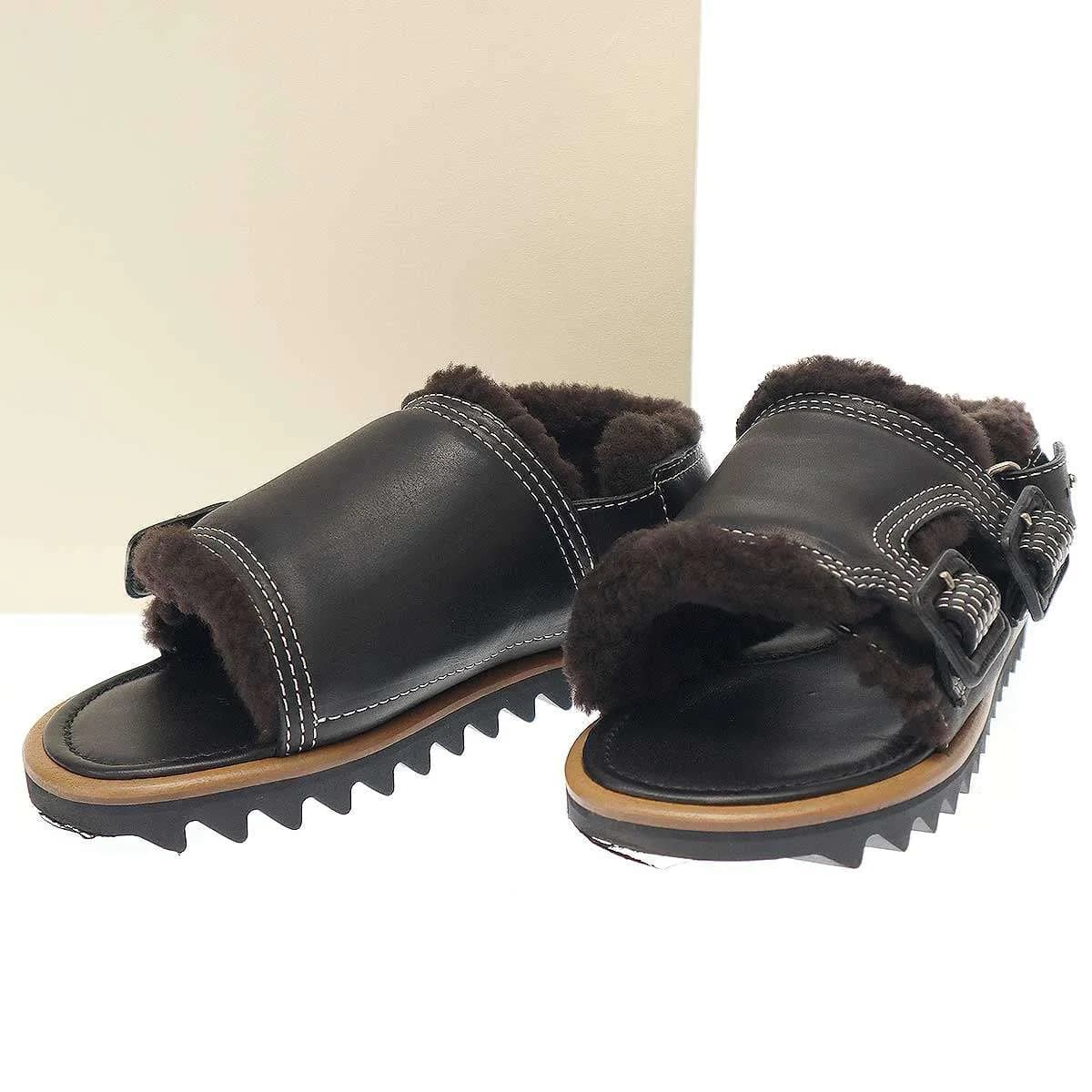 AURALEE オーラリー×フットザコーチャー MOUTON SANDALS レザームートンサンダル