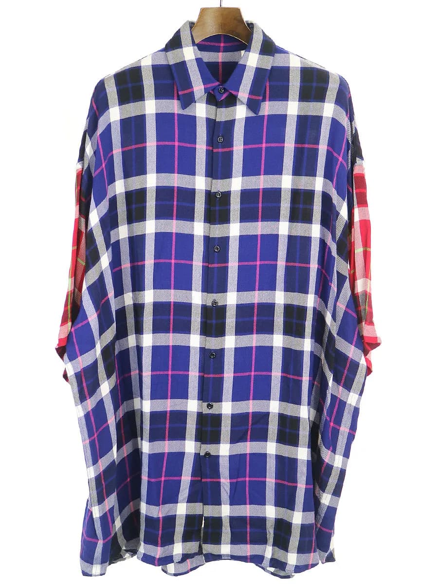 LAD MUSICIAN ラッドミュージシャン 19SS SUPER BIG SHORT SLEEVE SHIRT チェック柄ビッグシャツ