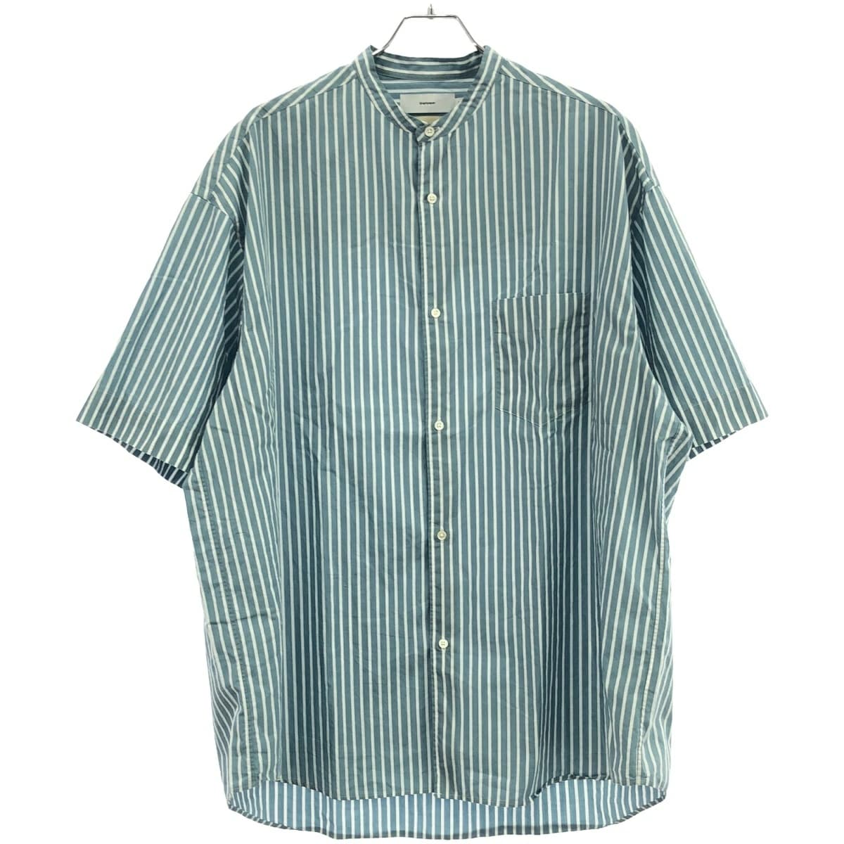Graphpaper グラフペーパー 24SS SIDOGRAS S/S Oversized Band Collar Shirt オーバーサイズストライプバンドカラーシャツ GM242-50005