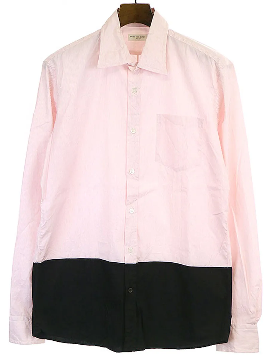 DRIES VAN NOTEN ドリスヴァンノッテン 12AW ドッキングデザインストライプシャツ