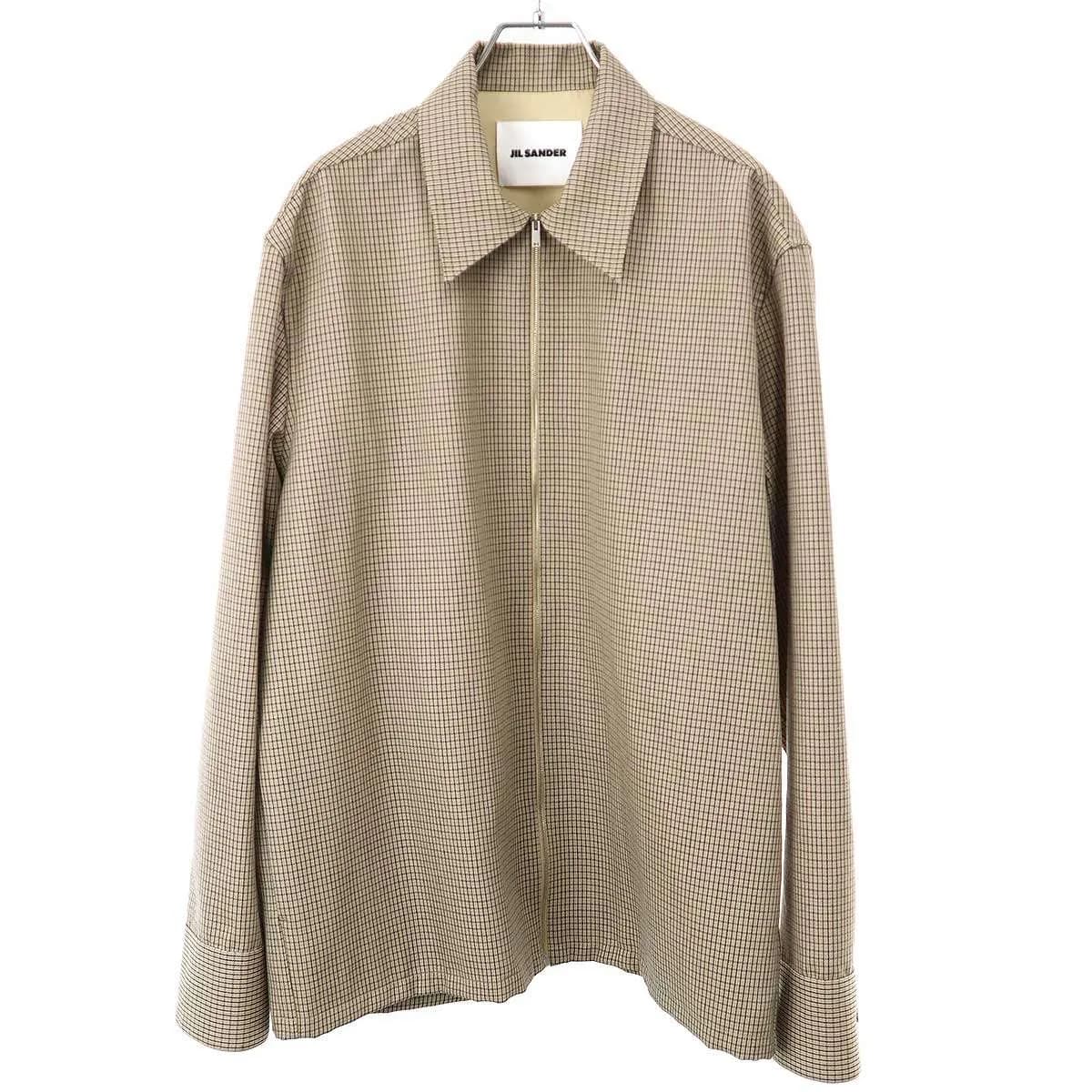 JIL SANDER ジルサンダー 24AW SHIRT 106 ウールチェックジップアップシャツジャケット