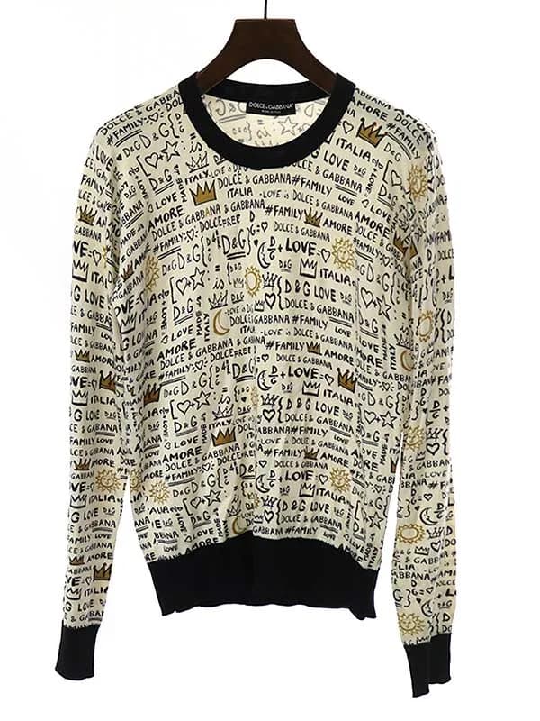 DOLCE&GABBANA ドルチェ&ガッバーナ 18SS ロゴグラフティカシミヤシルクニットセーター
