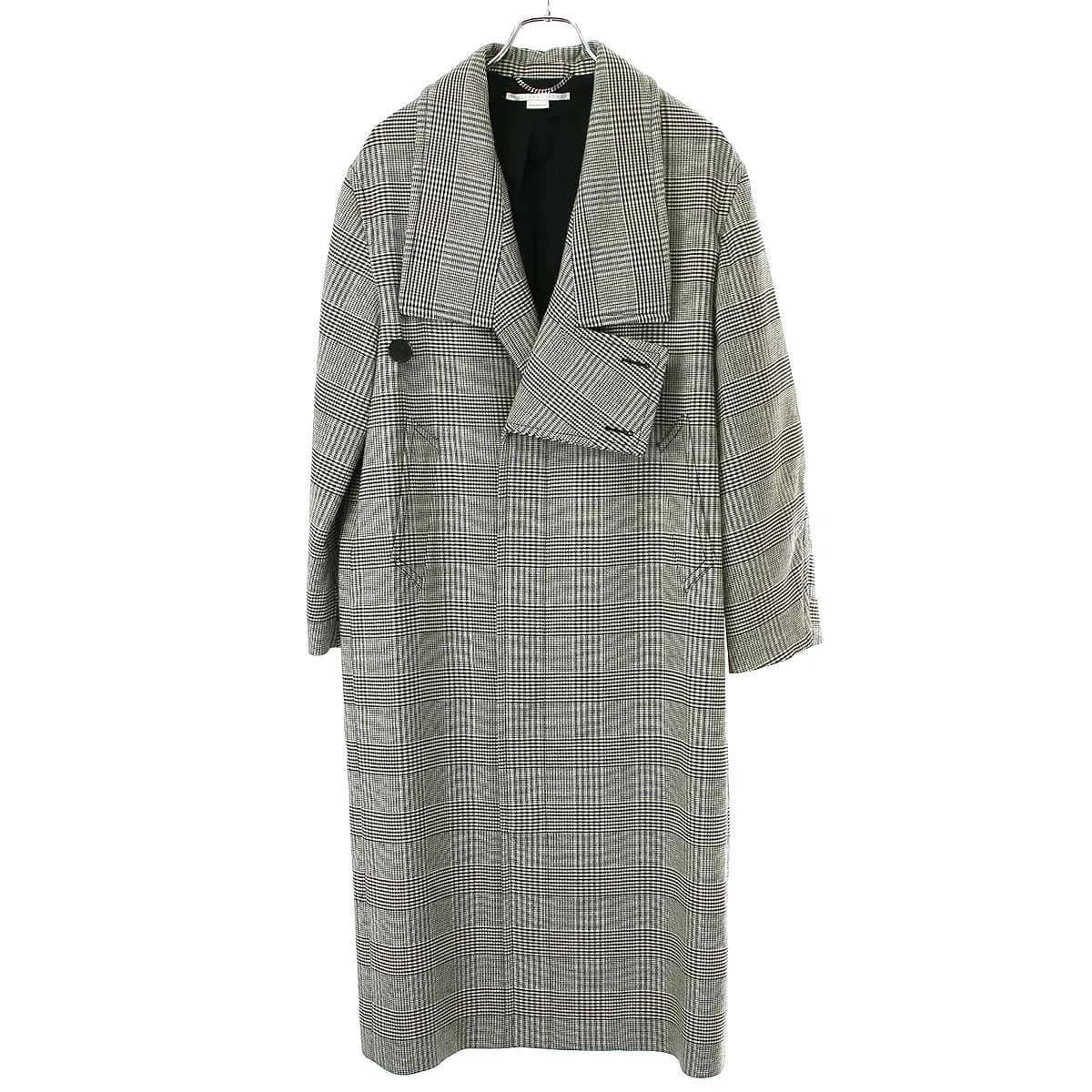 Stella McCartney ステラ マッカートニー 17AW グレンチェックハイネックロングコート 474019 SJB04