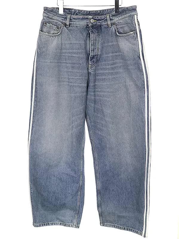BALENCIAGA バレンシアガ × アディダス 23SS LARGE BAGGY ストライプ ラージフィットバギーデニムパンツ