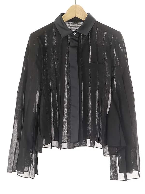 sacai サカイ 22SS サテン切替クロップドプリーツシャツ
