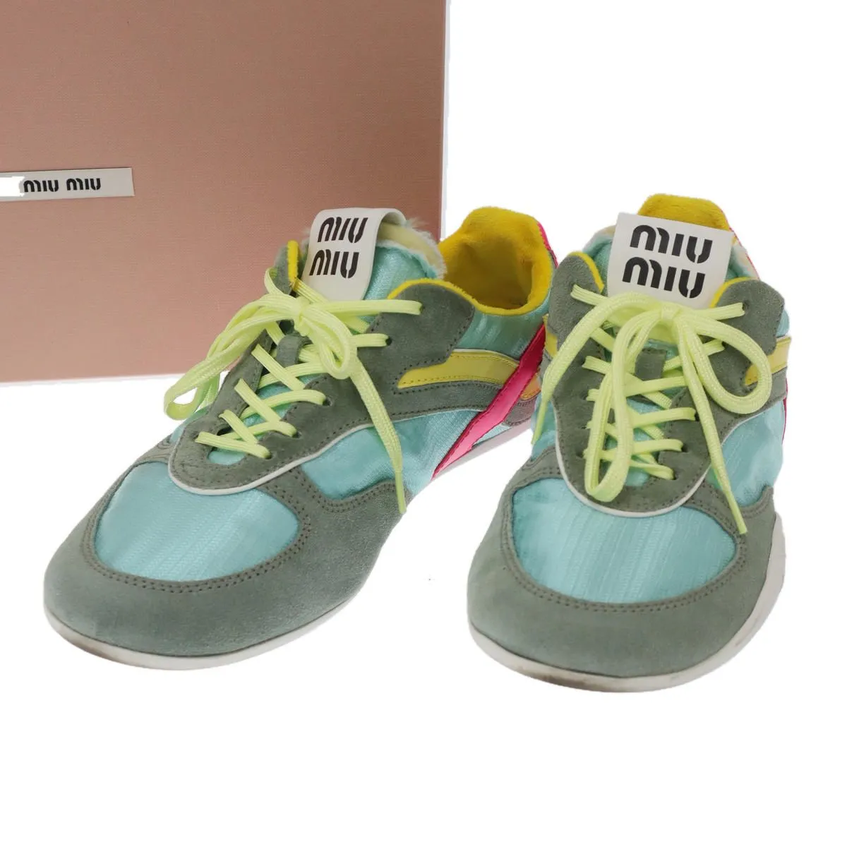 miu miu ミュウミュウ ジウナジウム テクニカルファブリック スウェード ローカット スニーカー 428