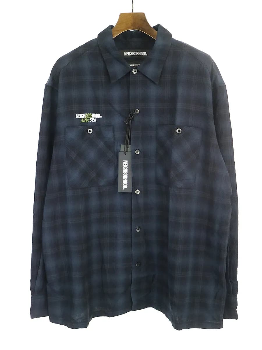 NEIGHBORHOOD ネイバーフッド×ウィンドアンドシー 20SS バックプリントオンブレチェックシャツ
