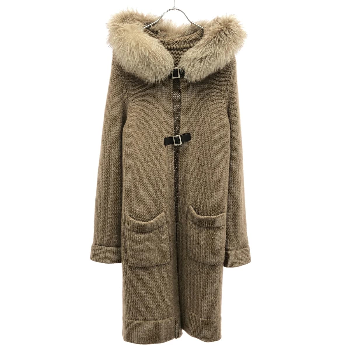 FOXEY フォクシー フォックスファーフーデッドカシミヤニットコート