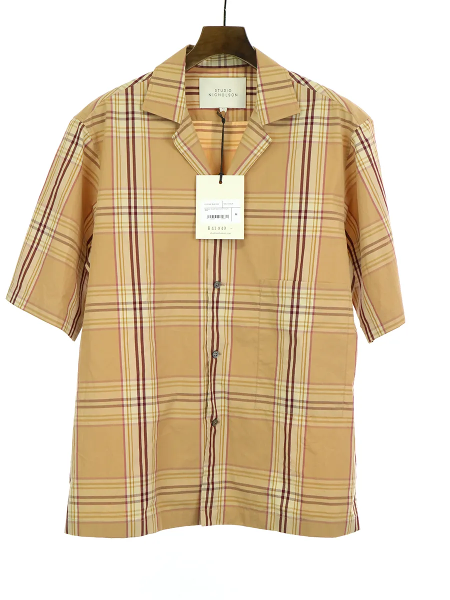 STUDIO NICHOLSON スタジオ ニコルソン 19SS COCKLE ショートスリーブオープンカラーチェックシャツ