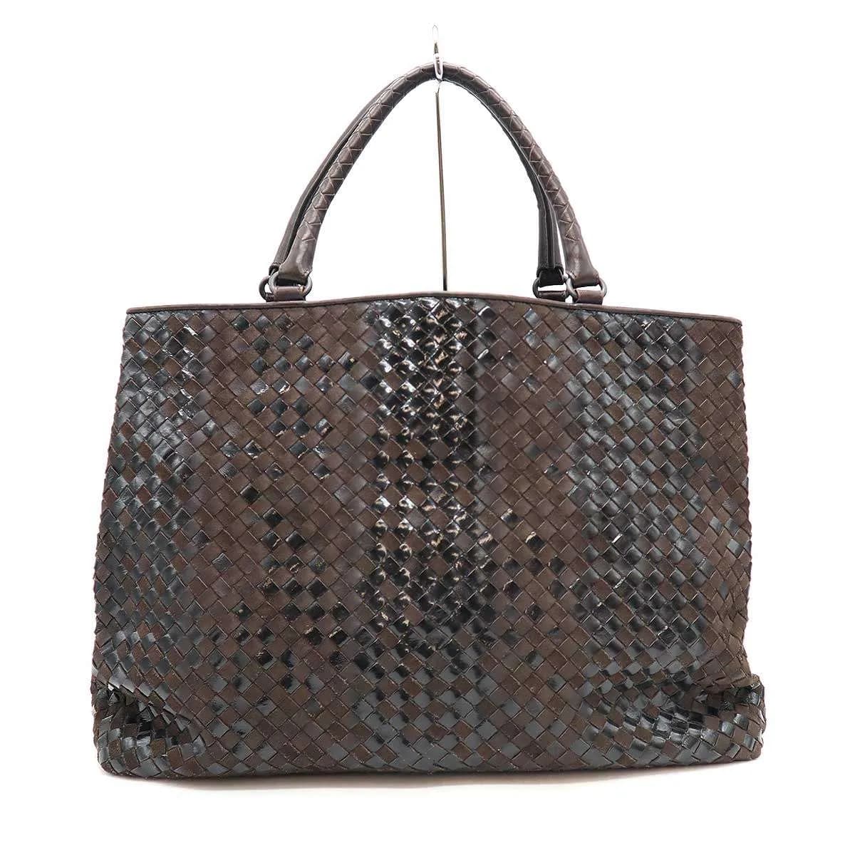 BOTTEGA VENETA ボッテガヴェネタ パテントスエードコンビ イントレチャートレザートートバッグ