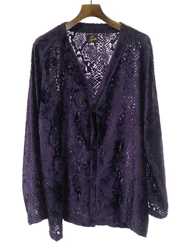 NEEDLES ニードルズ V Neck Cardigan - Burnout Velvet ベルベットカーディガン