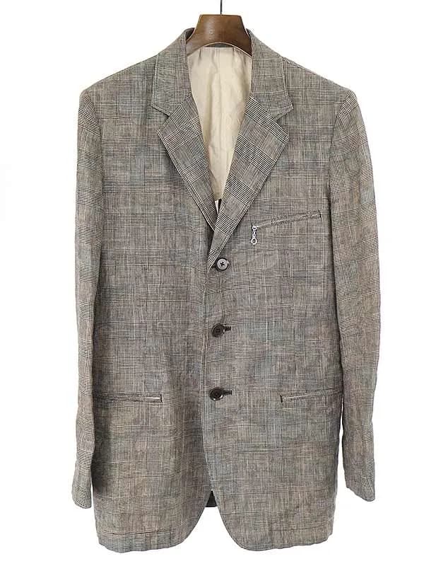 Yohji Yamamoto ヨウジヤマモト プールオム 10SS グレンチェックリネン3Bジャケット