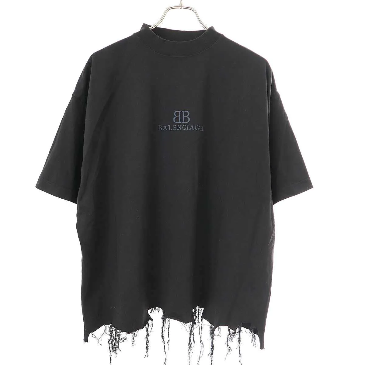 BALENCIAGA バレンシアガ 24AW デストロイ加工クラシックBBロゴクロップドTシャツ