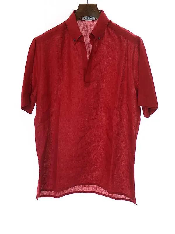 HERMES エルメス 13SS リネンスキッパーカラー ショートスリーブシャツ