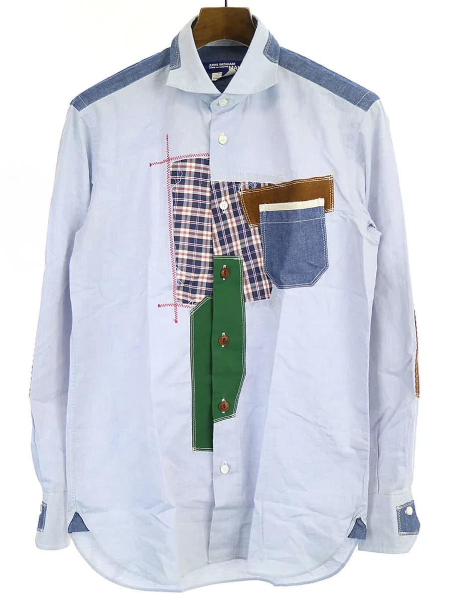 COMME des GARCONS ジュンヤワタナベ コムデギャルソン マン パッチワーク切替コットン長袖シャツ