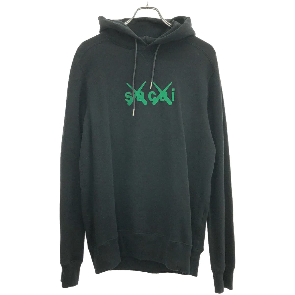 sacai サカイ×カウズ 21AW Flock Print Hooide ロゴプリントプルオーバースウェットパーカー 21-0286S