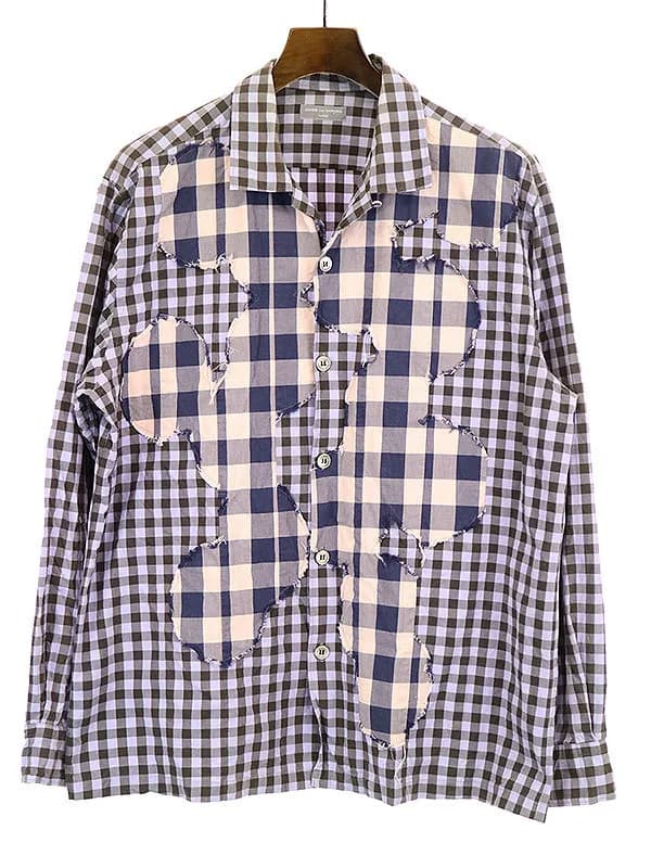 COMME des GARCONS コムデギャルソン オム オープンカラーパッチワークチェックシャツ