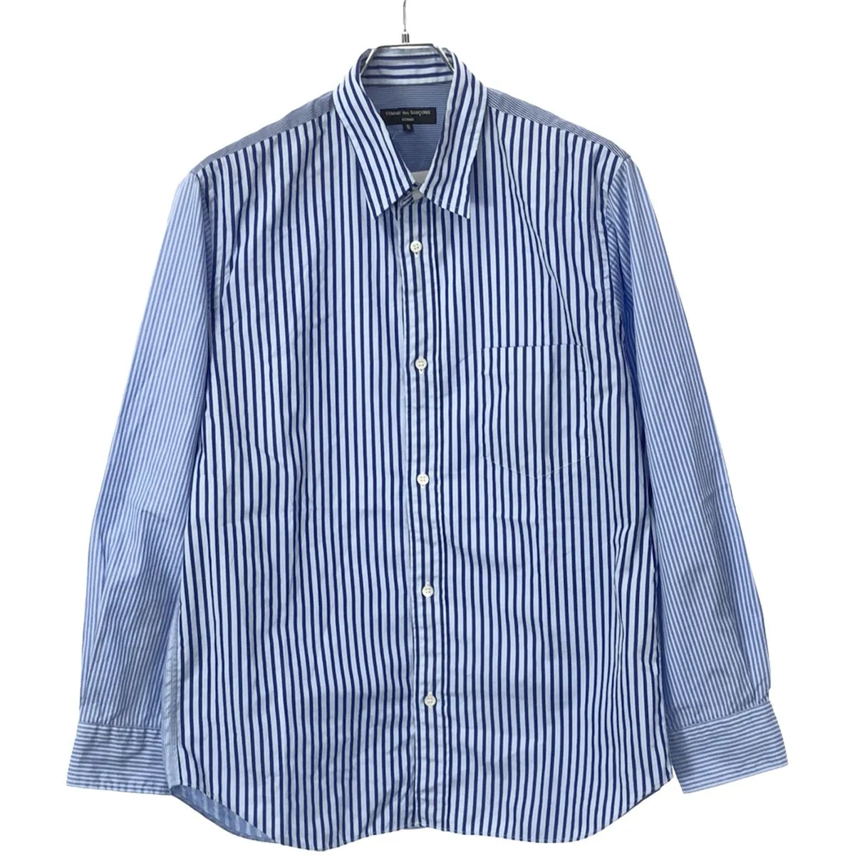 COMME des GARCONS コムデギャルソンオム 21SS ストライプパターン製品染めシャツ HG-B013 ブルー